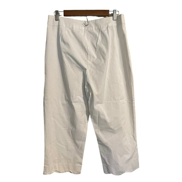 Kim Rogers Womens NWT White High Rise Side Zip Twill Scallop Capri Pants Size 10 - Picture 7 of 7